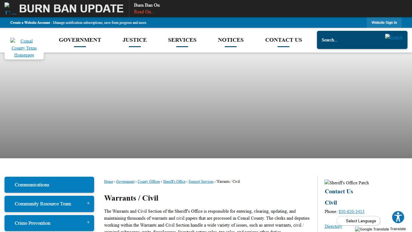 Warrants / Civil | Comal County, TX